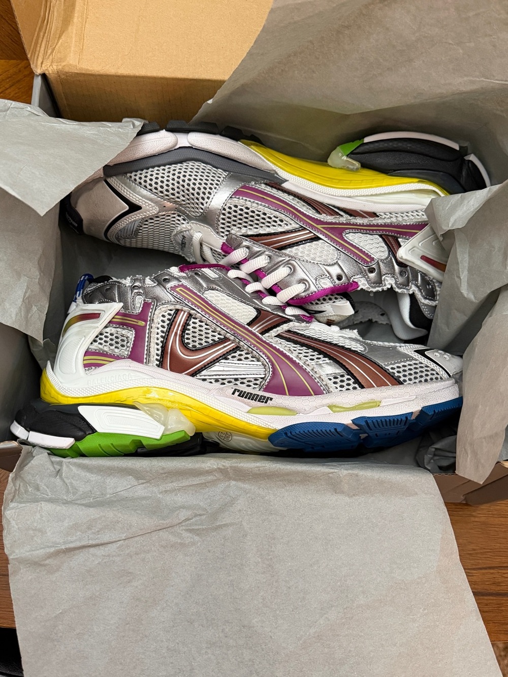 Balenciaga Runner Multi-Accent Silver Pink Yellow Sneakers